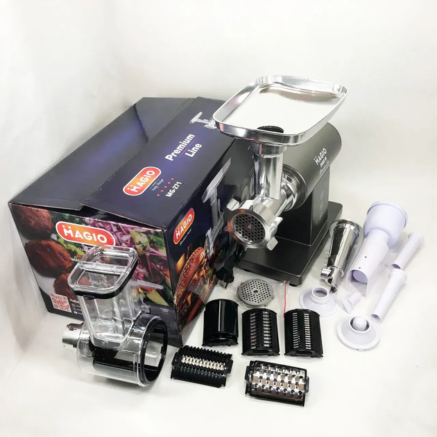 Мясорубка электрическая MAGIO 2600 Вт с реверсом, овощерезкой, насадкой для томатов и 3 решетками для фарша - изображение 6