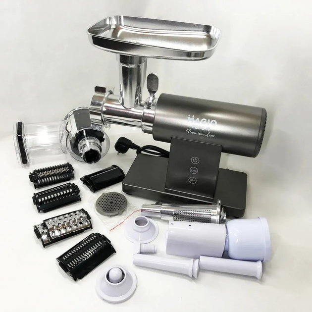 Мясорубка электрическая MAGIO 2600 Вт с реверсом, овощерезкой, насадкой для томатов и 3 решетками для фарша - изображение 9