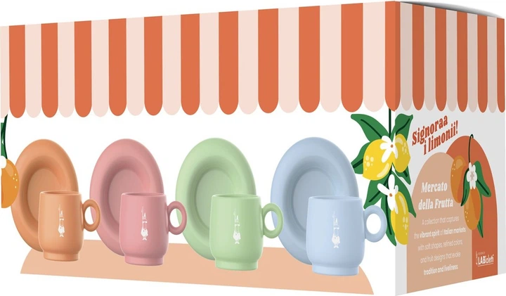 Набір чашок Bialetti Fruit Vibes для еспресо зі блюдцями 60 мл 4 шт (8006363093897) - зображення 2
