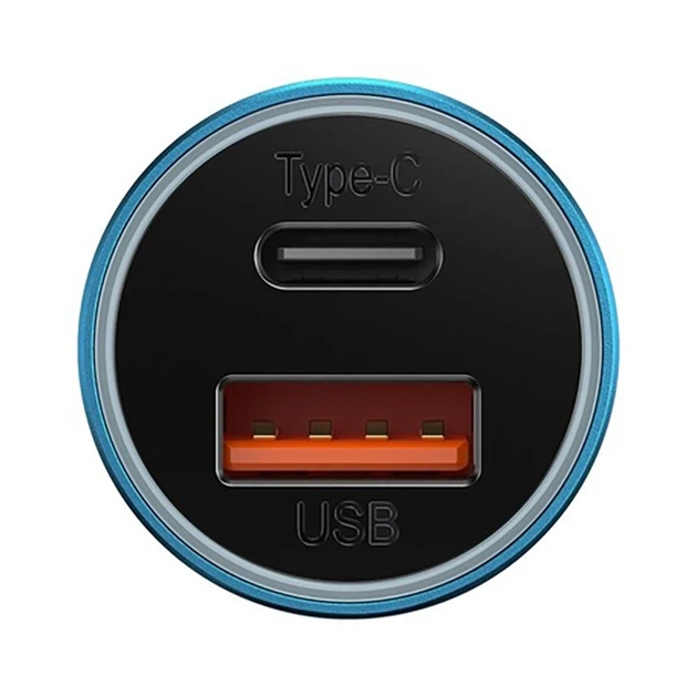 Автомобільний зарядний пристрій Baseus Golden Contactor Max Dual Car Charger USB+Type-C 60 W CGJM000103 Blue - зображення 4