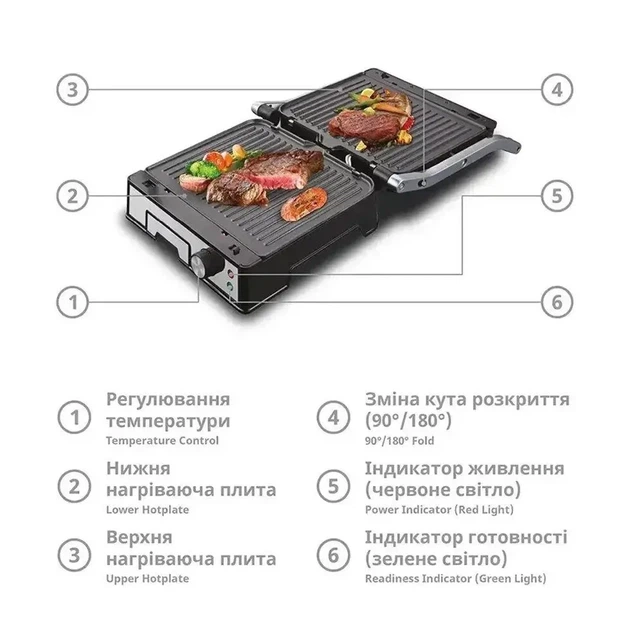 Электрический контактный гриль 3000Вт, BBQ BITEK BT-2687 Прижимной с регулировкой температуры - изображение 4