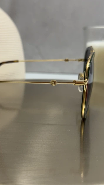 Солнцезащитные очки Gucci GG0062S 003 Aviator Gold Black/Grey - изображение 4