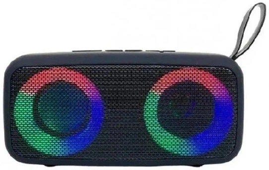 Портативна бездротова колонка NB чорна з Bluetooth, LED підсвічуванням, USB, акумуляторна акустика 10 Вт, блютуз колонка для телефону iPhone Android, компактна переносна колонка для музики - изображение 2