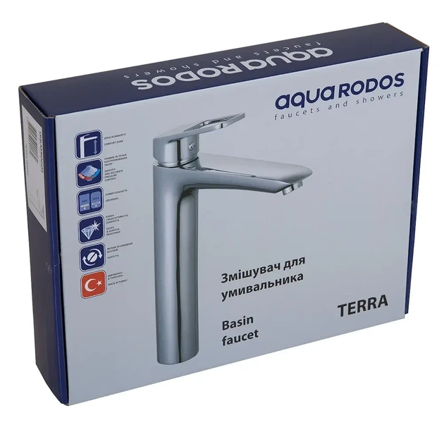 Смеситель для умывальника Aqua Rodos Terra 90445 однорычажный, хром (АР000040451) - изображение 3