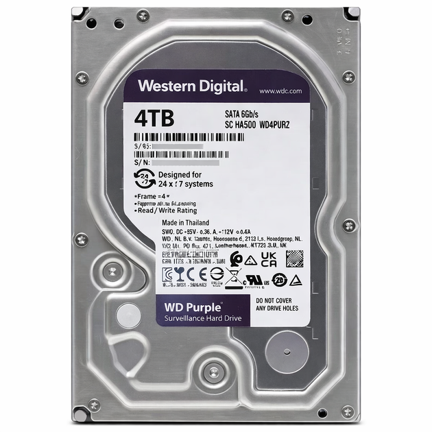 Жесткий диск 3.5" Western Digital WD44PURZ 4ТБ 5400 об/мин 256 МБ SATAIII - Фото 1 Жесткий диск 3.5" Western Digital WD44PURZ 4ТБ 5400 об/мин 256 МБ SATAIII - изображение 1