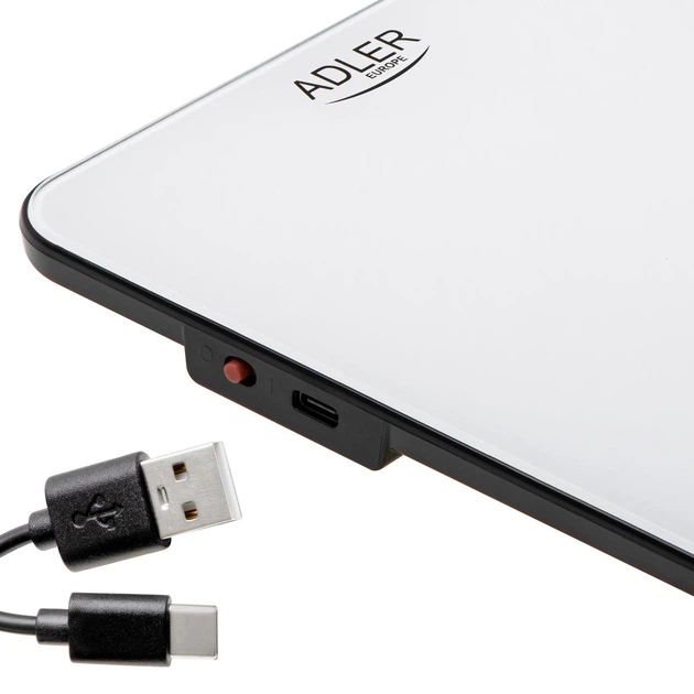 Весы кухонные электронные Adler AD 3177 white black 10 кг | заряжаются через USB-C - изображение 4