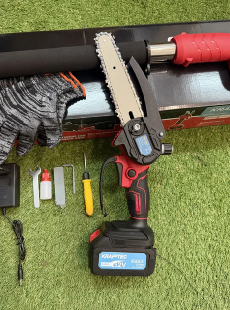 Аккумуляторный набор 3в1 Krafftec 52V 6Ah секатор пила штанга телескопическая 2 м - изображение 8