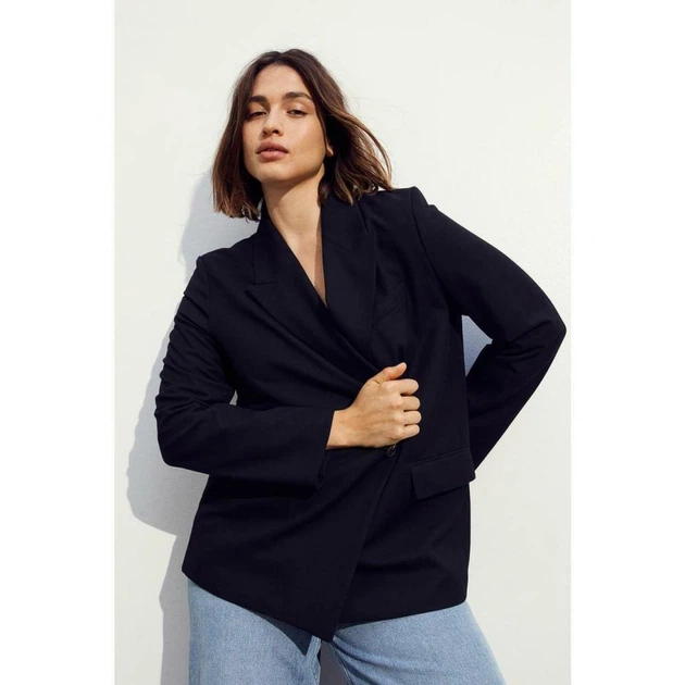 Двубортный пиджак оверсайз H&M 1166838001c61 M черный (100009288) - Фото 1 Двубортный пиджак оверсайз H&M 1166838001c61 M черный (100009288) - изображение 1