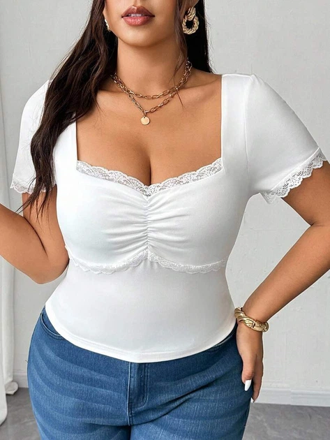 Топ Shein sz25072344413122260 3XL білий (100008006) - зображення 6