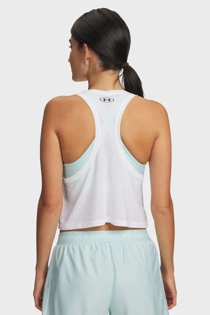 Майка жіноча біла Tech Sport Mesh Crop Tank Under Armour MD 6011229-100 - Фото 2 Майка жіноча біла Tech Sport Mesh Crop Tank Under Armour MD 6011229-100 - зображення 2