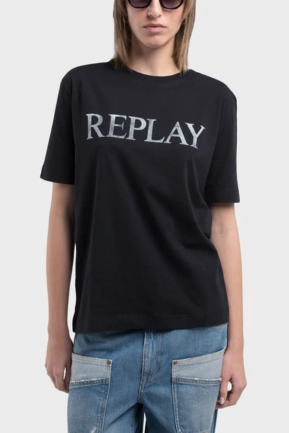 Жіноча чорна футболка Replay XS W3379B.000.20994 - Фото 1 Жіноча чорна футболка Replay XS W3379B.000.20994 - изображение 1
