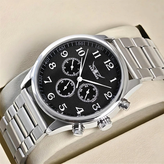 Чоловічий годинник Jaragar Elite Pure Silver механічний 2 ремінці - зображення 2