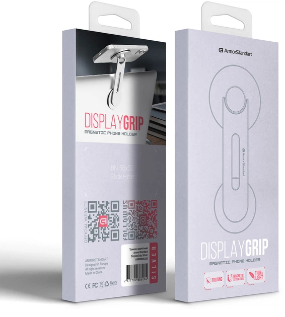 Автотримач для телефона магнитний ArmorStandart DisplayGrip Silver (ARM88626) - Фото 7 Автотримач для телефона магнитний ArmorStandart DisplayGrip Silver (ARM88626) - зображення 7