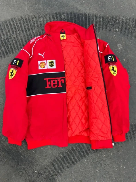 Весенняя куртка-бомбер Ferrari Formula 1, винтажная куртка Ferrari (бомбер) XL - изображение 5