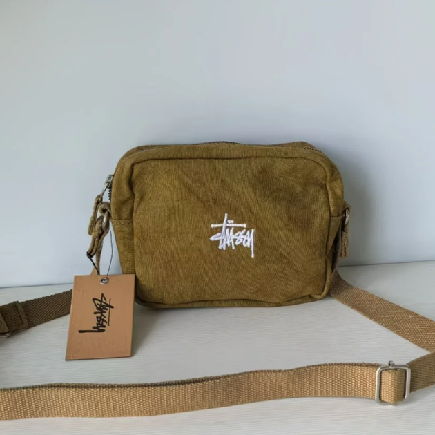 Сумка через плече Stussy Canvas з бавовни, жовта - Фото 1 Сумка через плече Stussy Canvas з бавовни, жовта - зображення 1