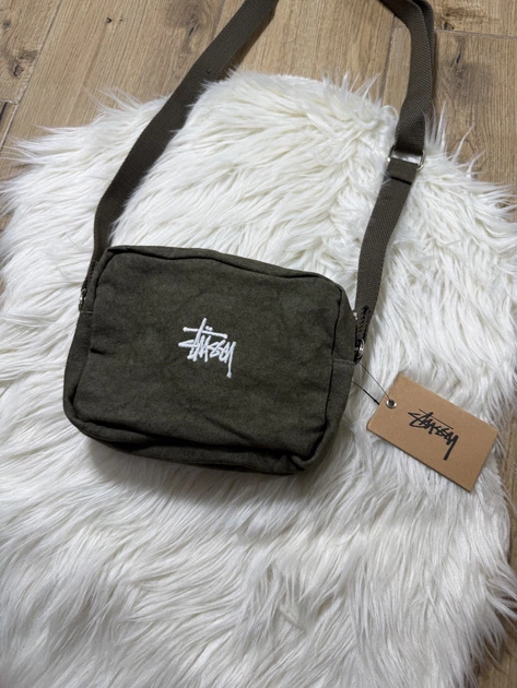Сумка через плече Stussy Canvas з бавовни, хакі - Фото 8 Сумка через плече Stussy Canvas з бавовни, хакі - зображення 8