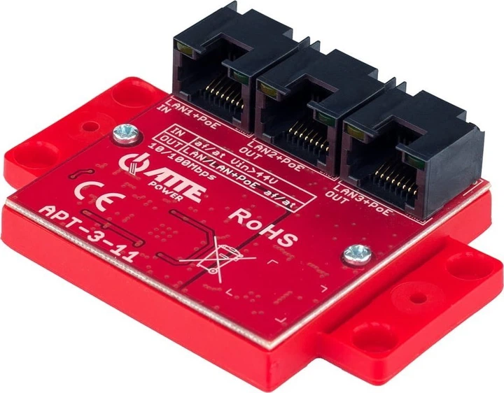 Switch ATTE 3-Port 802.3at 10/100 Mbps (APT-3-11) - obraz 2