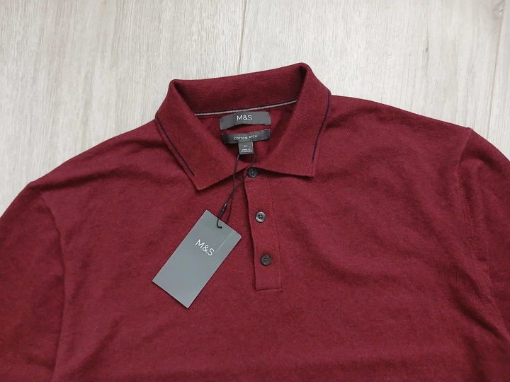 Джемпер поло мужской бордовый Marks & Spencer р. XL (204783251) - изображение 3