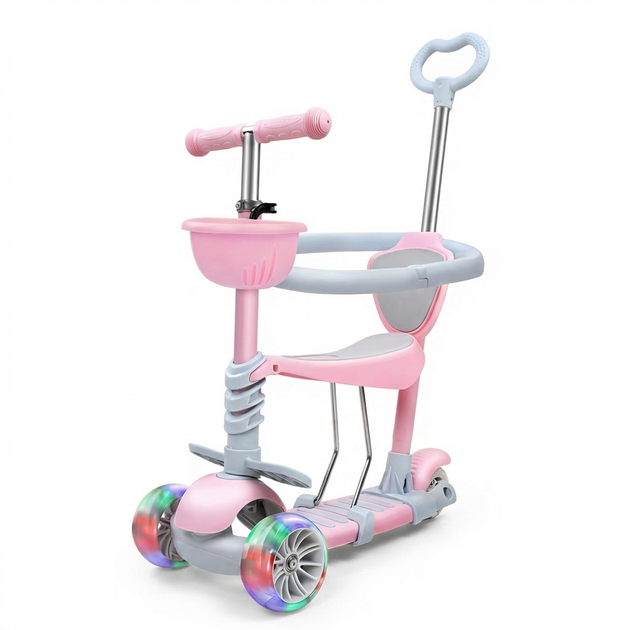 Самокат дитячий з бортиком та батьківською ручкою трансформер 3в1 Scooter 4411 вік від 1 року Lilac-Grey - Фото 1 Самокат дитячий з бортиком та батьківською ручкою трансформер 3в1 Scooter 4411 вік від 1 року Lilac-Grey - зображення 1