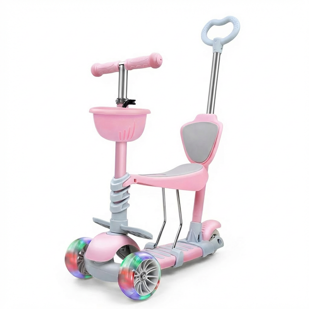 Самокат дитячий з бортиком та батьківською ручкою трансформер 3в1 Scooter 4411 вік від 1 року Lilac-Grey - Фото 2 Самокат дитячий з бортиком та батьківською ручкою трансформер 3в1 Scooter 4411 вік від 1 року Lilac-Grey - зображення 2