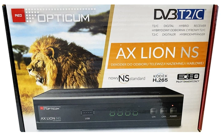 Цифровий тюнер наземного телебачення Opticum AX Lion NS Black (LION NS H.265) - зображення 4