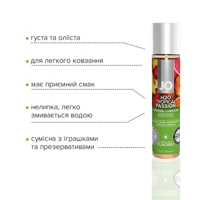 Оральний лубрикант System JO H2O Tropical Passion (Тропічна пристрасть) 30 мл з рослинним гліцерином - зображення 2