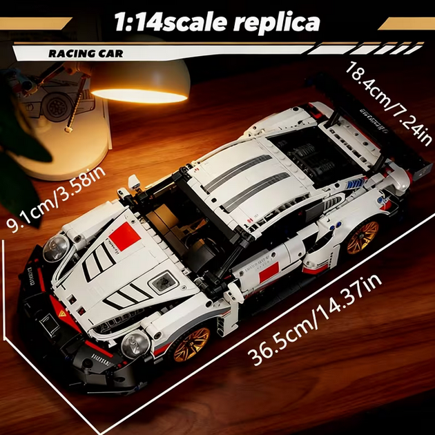 Конструктор машика Техник Porsche 911 RSR 1202 деталей маштаб 1:14 Порш 911 белый - изображение 2