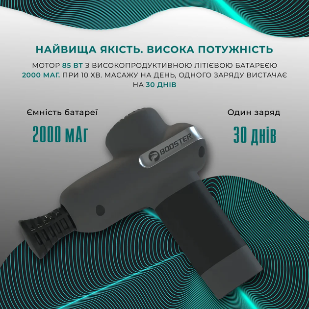 Перкуссионный массажный пистолет Booster Lightsaber Mini (6 насадок) - изображение 8