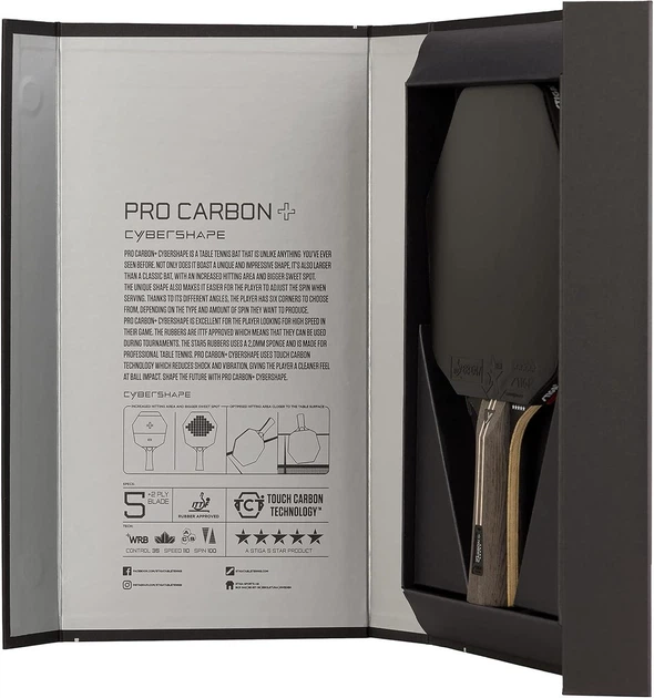 Ракетка для настольного тенниса Stiga Pro Carbon Plus Cybershape 5 Star FL (1215-0401-35) - изображение 6