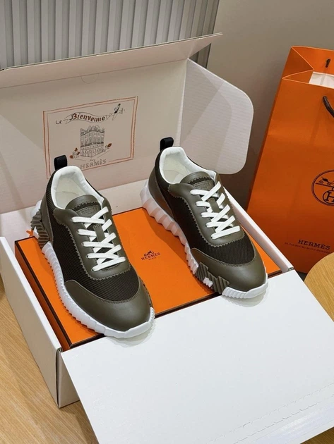 Мужские кроссовки темно-зеленого цвета Hermes Bouncing, натуральная кожа, 44 размер - изображение 2