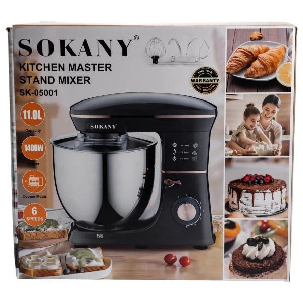Миксер планетарный Sokany SK-05001 с чашей 11л 1400 Вт Черный - Фото 13 Миксер планетарный Sokany SK-05001 с чашей 11л 1400 Вт Черный - изображение 13