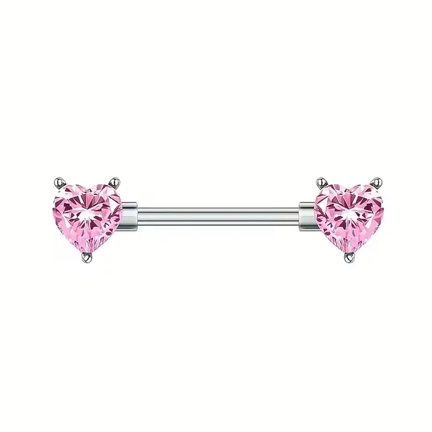 Пірсинг з медичної сталі штанга Серця - Hearts з камінням 14 G для сосків рожевий (2 шт.) - Фото 1 Пірсинг з медичної сталі штанга Серця - Hearts з камінням 14 G для сосків рожевий (2 шт.) - изображение 1