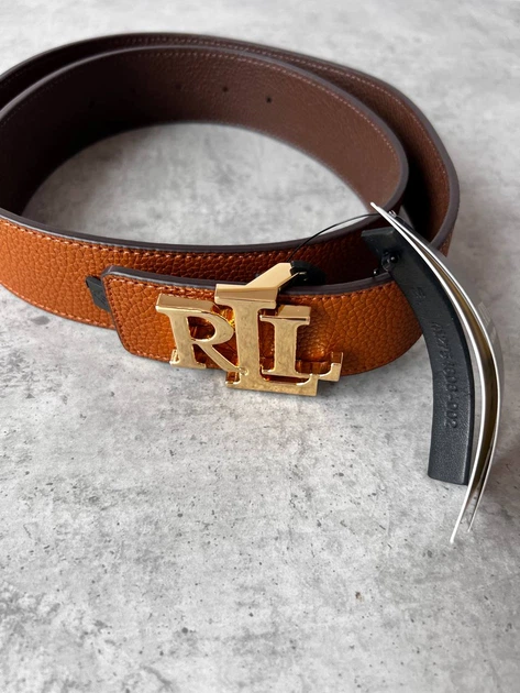 Жіночий двосторонній шкіряний коричневий класичний ремінь Ralph Lauren розмір М - изображение 5