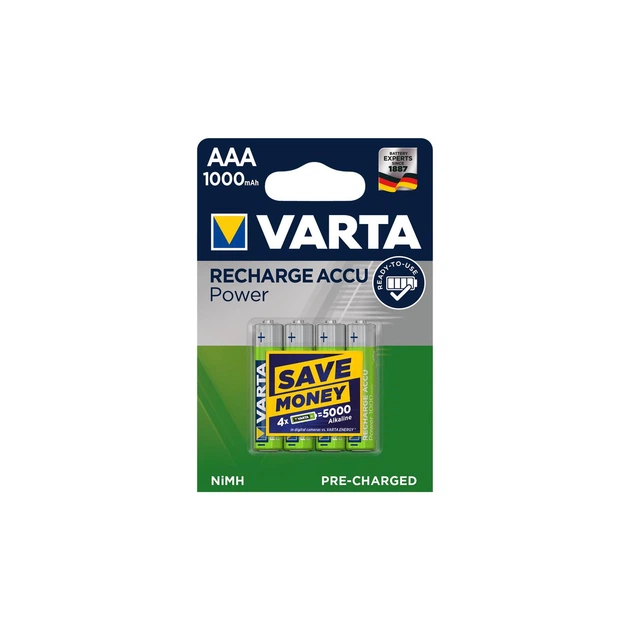 Акумулятор Varta AAA Rechargeable Accu 1000mAh * 4 (05703301404) - Фото 1 Акумулятор Varta AAA Rechargeable Accu 1000mAh * 4 (05703301404) - изображение 1
