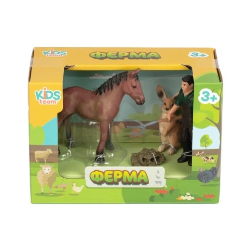 Фигурка Kids Team набор Ферма жеребёнок, кролик, фермер (Q9899-T1_1) Kids Team Q9899-T1_1 1027914 - изображение 2