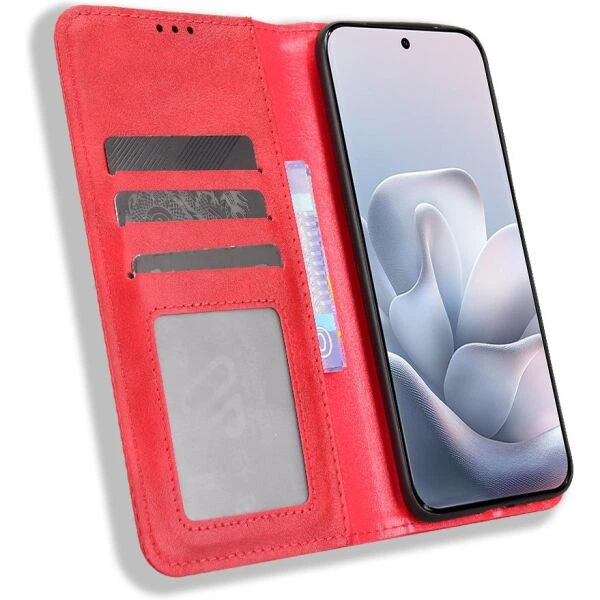 Чохол-книжка Deexe Retro Style для Motorola Edge 70 Fusion - Red - зображення 4