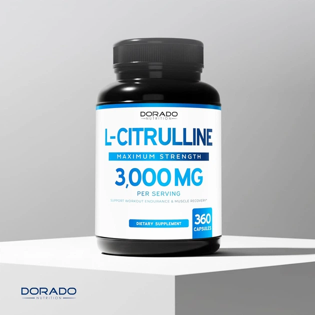 Добавка премиум-класса оксид азота цитруллин Dorado Nutrition L Citrulline 3000mg 360 капсул - изображение 5