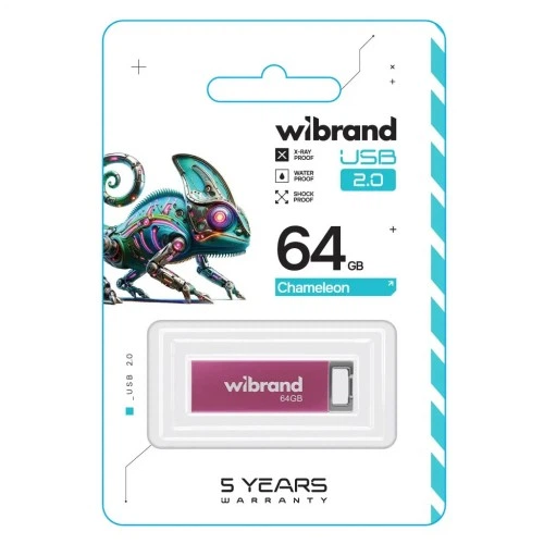 USB флеш накопитель Wibrand 64GB Chameleon Pink USB 2.0 (WI2.0/CH64U6P) Wibrand WI2.0/CH64U6P 912565 - изображение 2