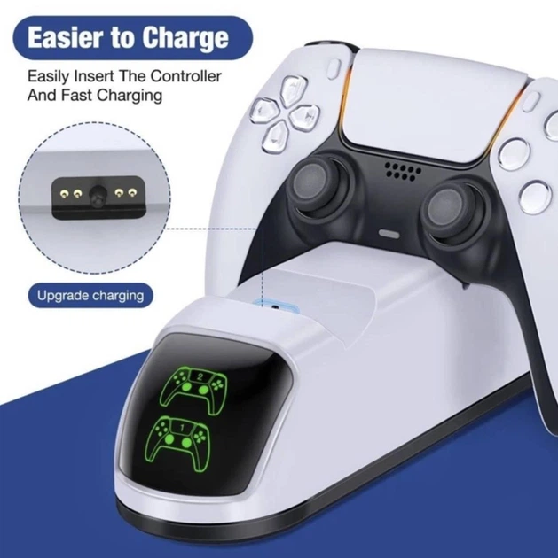 Зарядка для джойстика PS5 Dobe Док Станция для PlayStation 5 PS5 DualSense на 2 геймпада с LED подсветкой Белый - Фото 7 Зарядка для джойстика PS5 Dobe Док Станция для PlayStation 5 PS5 DualSense на 2 геймпада с LED подсветкой Белый - изображение 7