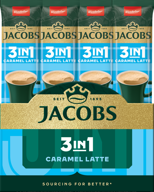Кофейный напиток Jacobs 3 in 1 Caramel Latte 24 x 12.3 г (4820206290588) - изображение 2
