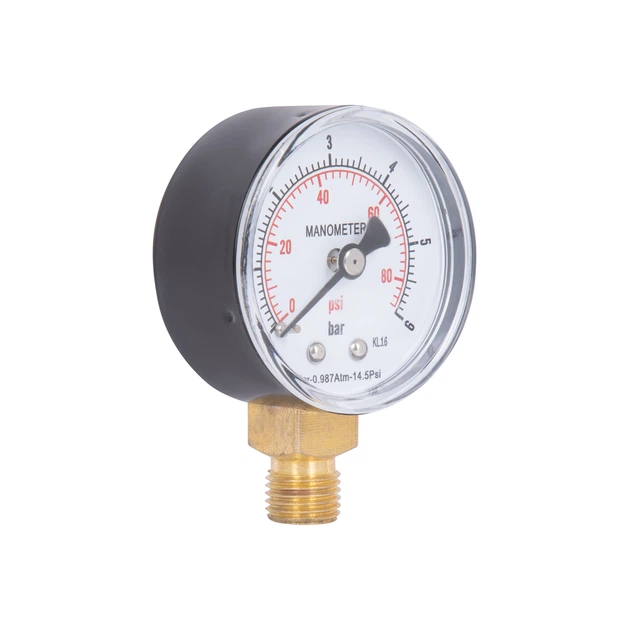 Манометр для води Thermo Alliance 1/4" 0–6 бар, Ø50 мм, радіальний (нижнє підключення), SD1706B - зображення 4