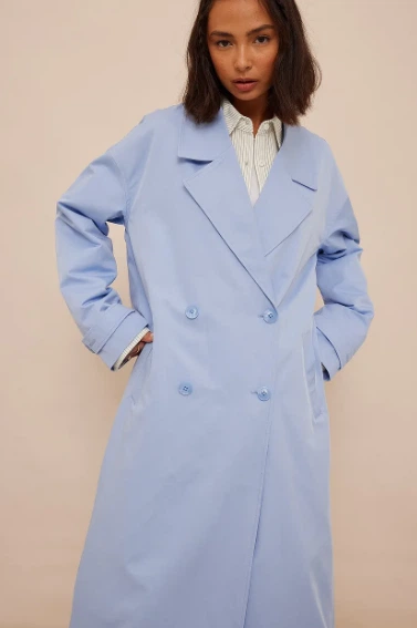 Широке пальто NA-KD х Amaka&Fia Hamelijnck Oversized Wide Trenchcoat Mid Blue EU 36 - изображение 2