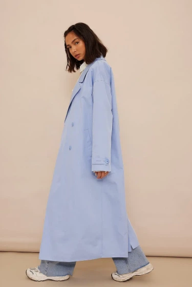 Широке пальто NA-KD х Amaka&Fia Hamelijnck Oversized Wide Trenchcoat Mid Blue EU 36 - изображение 3