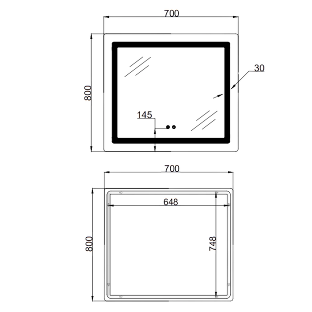 Зеркало Mixxus WARM MR12-80x70-Reverse с Led Touch, Anti-fog, диммером, регулятором яркости (MI6936) - изображение 5