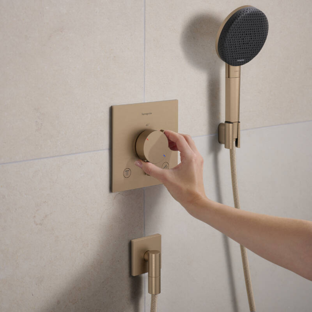 Душовий набір HANSGROHE Raindance Alive EcoSmart із ручною лійкою та шлангом з тримачем бронза 24611140 - Фото 2 Душовий набір HANSGROHE Raindance Alive EcoSmart із ручною лійкою та шлангом з тримачем бронза 24611140 - зображення 2