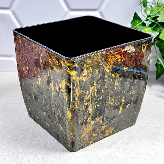 Вазон квадратный 16×16×15,5 см 2,7 л черный агат Stone Алеана - изображение 3