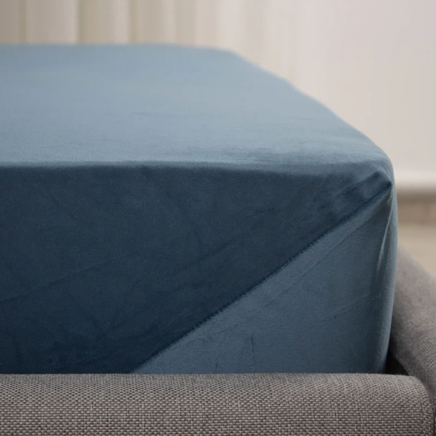 Простирадло ТЕП "VELOUR" з резинкою синє, 180x200 - Фото 3 Простирадло ТЕП "VELOUR" з резинкою синє, 180x200 - зображення 3