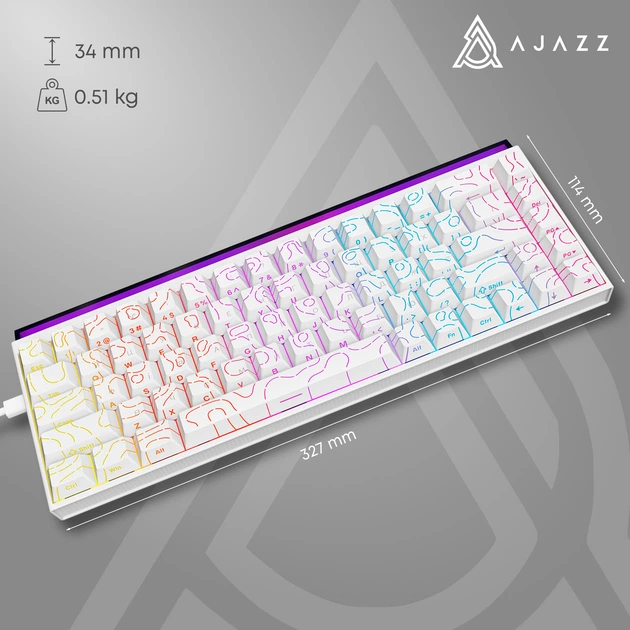 Клавіатура Ajazz NK68 Red Switch White USB-C (NK68-R-S-W) - Фото 15 Клавіатура Ajazz NK68 Red Switch White USB-C (NK68-R-S-W) - зображення 15