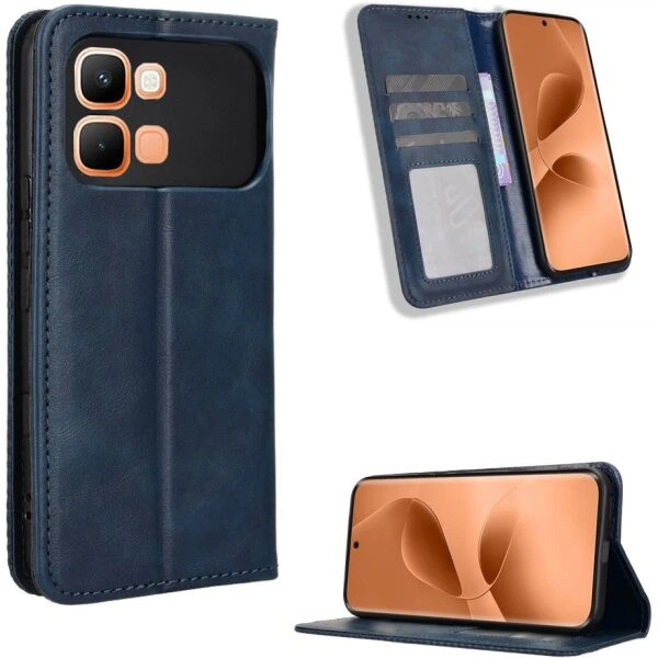 Чехол-книжка Deexe Retro Style для Infinix Note Edge - Blue - Фото 1 Чехол-книжка Deexe Retro Style для Infinix Note Edge - Blue - изображение 1