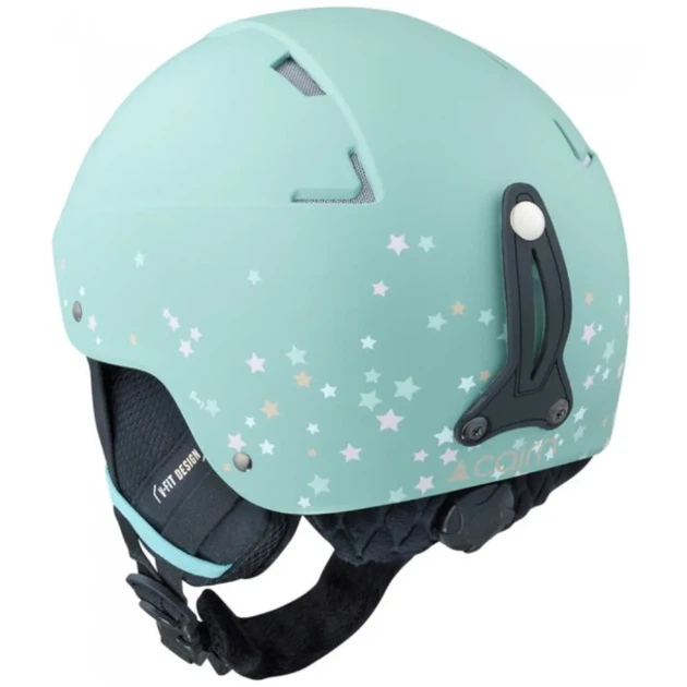 Дитячий шолом для лиж і сноуборду ABS EPS з малюнками флісовою підкладкою V-Fit навушниками механічним регулюванням та кліпсою для маски Cairn Flow Junior mat eucalyptus/stars 54-56 (100078325) - зображення 2